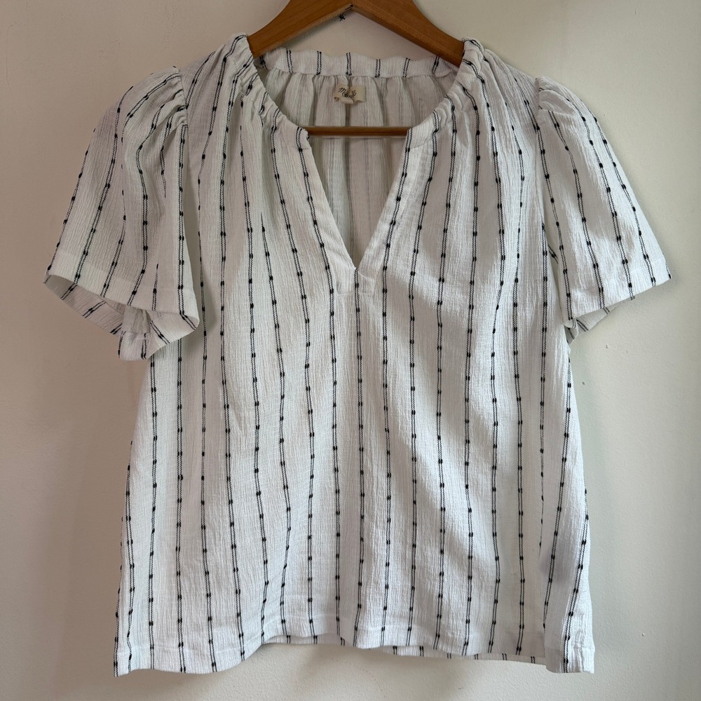 Madewell Blouse Casual XS White‎ Textured Boho Minimal Everyday
